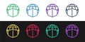 Set line Earth globe with medical mask icon isolated on black and white background. Vector. Royalty Free Stock Photo