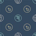 Set line Eclipse of the sun, Venus symbol and Symbol Jupiter on seamless pattern. Vector Royalty Free Stock Photo