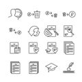 Set with line eco icons about business and zero waste. Vector linear icons isolated on white.