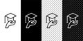 Set line Education grant icon isolated on black and white, transparent background. Tuition fee, financial education