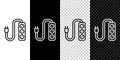 Set line Electric extension cord icon isolated on black and white, transparent background. Power plug socket. Vector Royalty Free Stock Photo