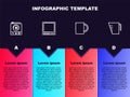 Set line Electric stove, Electronic scales, Coffee cup and Measuring. Business infographic template. Vector