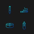 Set line Electronic cigarette, Ashtray, Cigarette and . Gradient color icons. Vector