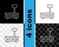 Set line Electronic scales icon isolated on black and white, transparent background. Weight for food. Weighing process Royalty Free Stock Photo