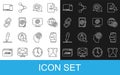 Set line Envelope, Chat messages notification on phone, Earth globe with mail, Speech bubble chat, Mail and e-mail