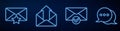 Set line Envelope and check mark, Envelope with star, Outgoing mail, Speech bubble chat and Speech bubble with envelope