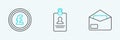 Set line Envelope, Coin money with pound sterling symbol and Identification badge icon. Vector Royalty Free Stock Photo