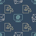 Set line Envelope, Document and cursor and Mail and e-mail on seamless pattern. Vector