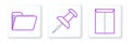 Set line Envelope, Document folder and Push pin icon. Vector Royalty Free Stock Photo