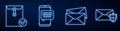 Set line Envelope, Envelope and check mark, Chat messages notification on phone, Envelope with shield and Envelope Royalty Free Stock Photo
