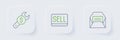 Set line Envelope, Sell button and Repair price icon. Vector