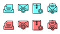 Set line Envelope setting, Drawer with document, Envelope setting and Delete envelope icon. Vector