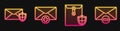 Set line Envelope with shield, Envelope with shield, Received message concept and Delete envelope. Glowing neon icon Royalty Free Stock Photo