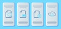 Set line EPS file document, Add new, Next page arrow and Cloud with check mark icon. Vector Royalty Free Stock Photo