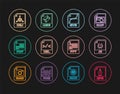 Set line EPS file document, JS, SVG, XSL, PDF, OBJ, PPT and MSG icon. Vector Royalty Free Stock Photo