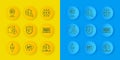 Set line Ethereum ETH, NFT Digital crypto art, shield, Laptop with store app, Binary code, Cyber security and icon