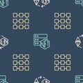 Set line Ethereum exchange NFT, blockchain technology and on seamless pattern. Vector