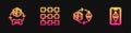 Set line Ethereum exchange NFT, Digital crypto art, blockchain technology and ETH. Glowing neon icon. Vector