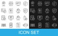 Set line Ethereum exchange NFT, Digital crypto art, shield, contract, blockchain technology, and icon. Vector