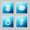 Set line Euro plant, Money exchange, Diamond engagement ring and Business man planning mind icon. Vector