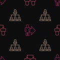 Set line Exchange work, Employee hierarchy and Leader of team of executives on seamless pattern. Vector