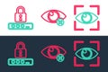 Set line Eye scan, Password protection and Invisible hide icon. Vector Royalty Free Stock Photo