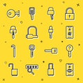 Set line Eye scan, Undefined key, Mobile with fingerprint, Lock picks for lock picking, Bicycle, Key and Locked icon