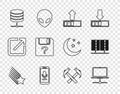 Set line Falling star, Computer network, Loading, Mobile recording, Server, Data, Web Hosting, Unknown document, Two Royalty Free Stock Photo