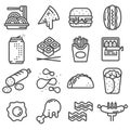 Set of line fast food icons