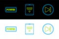 Set line Fast forward, Power button and Tablet icon. Vector Royalty Free Stock Photo