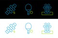 Set line Ferris wheel, Hopscotch and Racket and ball icon. Vector