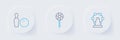 Set line Ferris wheel, Lollipop and Bowling pin and ball icon. Vector Royalty Free Stock Photo