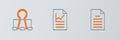 Set line File document, Binder clip and Document with graph chart icon. Vector