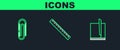 Set line File document, Paper clip and Ruler icon. Vector Royalty Free Stock Photo