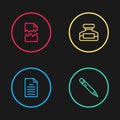 Set line File document, Pencil with eraser, Ink bottle and Torn icon. Vector Royalty Free Stock Photo