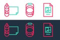 Set line File document, Roll of paper and Paint bucket icon. Vector