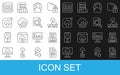 Set line File document, Server, Data, Web Hosting, Computer network, Social, Cloud technology data transfer, Browser Royalty Free Stock Photo