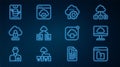 Set line File missing, Cloud technology data transfer, computing lock, Server, Data, Web Hosting, and icon. Vector Royalty Free Stock Photo