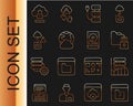 Set line File missing, Server, Data, Web Hosting, Folder and lock, Social network, Cloud technology data transfer Royalty Free Stock Photo