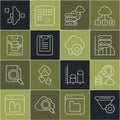 Set line Filter setting, Network cloud connection, Server, Data, Web Hosting, report, and Cloud technology data transfer Royalty Free Stock Photo