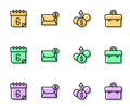 Set line Financial growth dollar, Calendar, Mail and e-mail and Briefcase icon. Vector Royalty Free Stock Photo