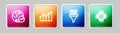 Set line Financial growth, Pie chart infographic, Binary code and Processor CPU. Colorful square button. Vector Royalty Free Stock Photo
