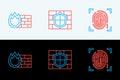Set line Fingerprint, Firewall, security wall and Shield with brick icon. Vector Royalty Free Stock Photo