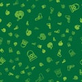Set line Fingerprint, Flasher siren and Pistol or gun on seamless pattern. Vector