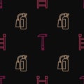 Set line Fire escape, extinguisher and Firefighter axe on seamless pattern. Vector Royalty Free Stock Photo