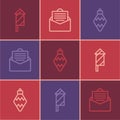 Set line Firework rocket, Christmas toy and Envelope icon. Vector Royalty Free Stock Photo