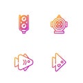 Set line Fish, , Gauge scale and Aqualung. Gradient color icons. Vector