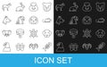 Set line Fish skeleton, Dog, Rat, Goose bird, Macaw parrot, head, Horse and Owl icon. Vector Royalty Free Stock Photo