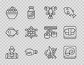 Set line Fisherman, Octopus on plate, Lobster, or crab claw, Caviar, Turtle, Seaweed and Sushi cutting board icon