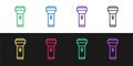 Set line Flashlight icon isolated on black and white background. Vector